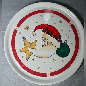 Vintage Whimsy Moon Santa Holiday Plate